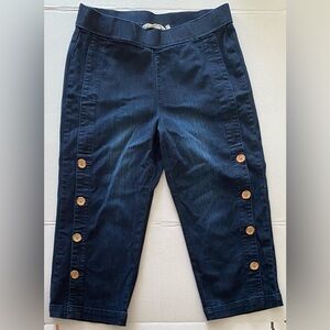 Soft Surroundings Side Button Wide Leg Crop Denim Jeans